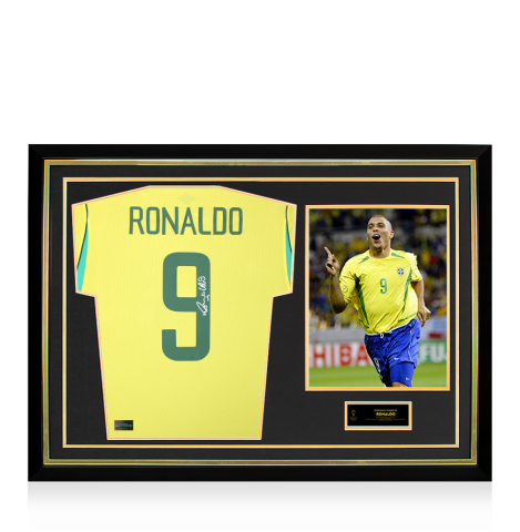 Ronaldo Official Ballon d'Or™ Back Signed and Hero Framed Brazil 2026 Home Shirt