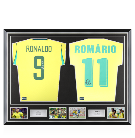 Ronaldo & Romario Signed Brazil Shirts In Classic Dual Frame