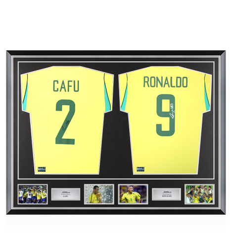 Cafu & Ronaldo Signed Brazil Shirts In Classic Dual Frame