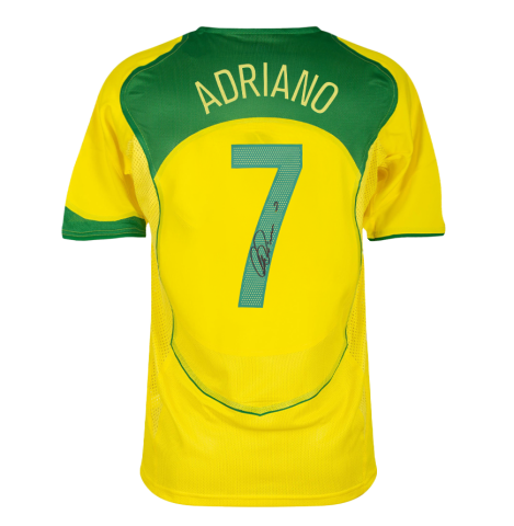 Adriano Back Signed Brazil 2004 Reissue Home Shirt In Deluxe Packaging