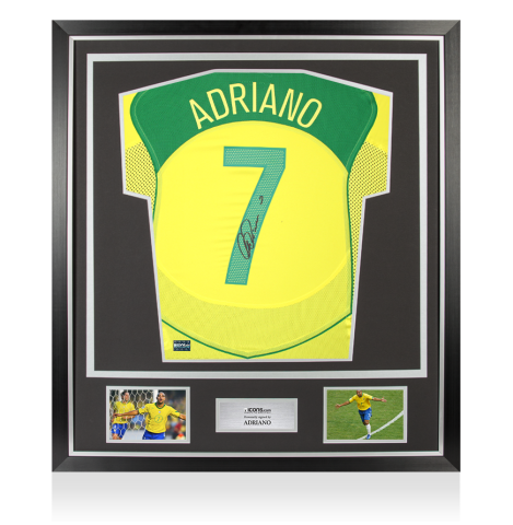 Adriano Back Signed Brazil 2004 Reissue Home Shirt In Classic Frame