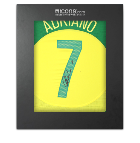 Adriano Back Signed Brazil 2004 Reissue Home Shirt In Deluxe Packaging