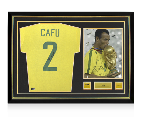Cafu Back Official FIFA World Cup™ Signed and Hero Framed Brazil 2026 Home Shirt