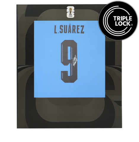 Luis Suarez Official 2026 FIFA World Cup™ Back Signed Uruguay 2026 Home Shirt In Deluxe Packaging