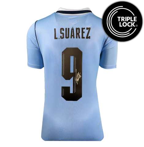 Luis Suarez Official 2026 FIFA World Cup™ Back Signed Uruguay 2026 Home Shirt In Deluxe Packaging