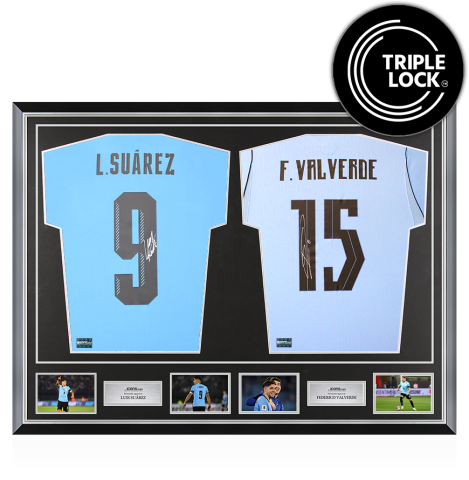 Luis Suarez & Federico Valverde Signed Uruguay Shirts In Classic Dual Frame