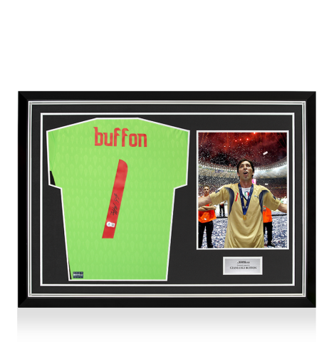 Gianluigi Buffon Back Signed Italy 2023 Goalkeeper Shirt In Hero Frame: Option 1