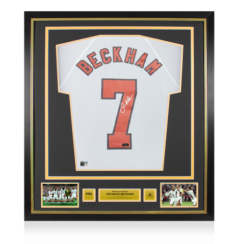 David Beckham Official FIFA World Cup™ 1998 Back Signed and Framed England 1998 Home Shirt