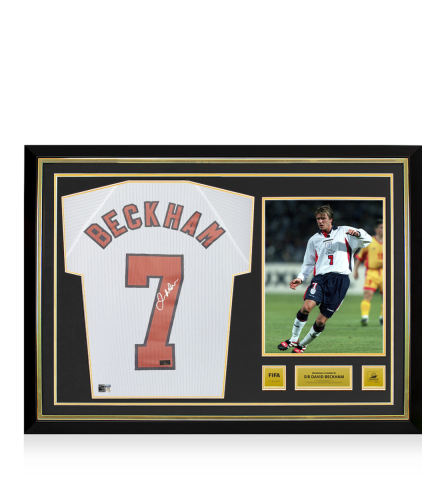 David Beckham Official FIFA World Cup™ 1998 Back Signed and Hero Framed England 1998 Home Shirt