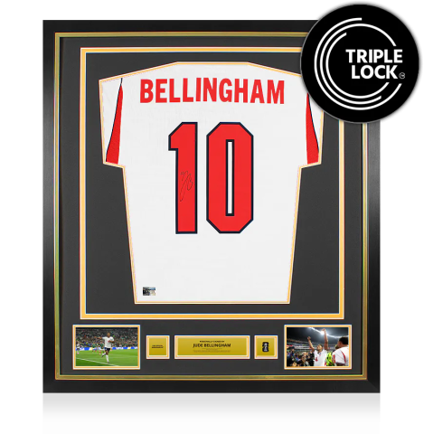 Jude Bellingham Official 2026 FIFA World Cup&trade; Back Signed and Framed England 2026 Home Shirt