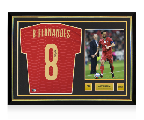 Bruno Fernandes Official FIFA World Cup™ Back Signed and Hero Framed Portugal 2026 Home Shirt