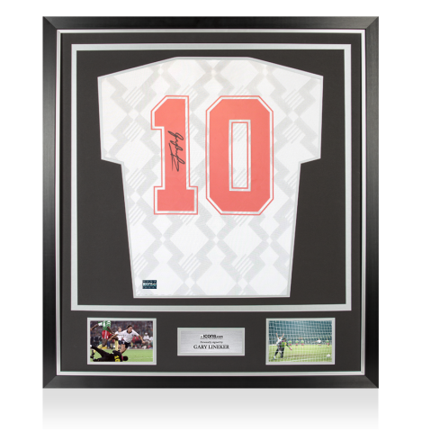 Gary Lineker Back Signed England 1990 Home Shirt In Classic Frame