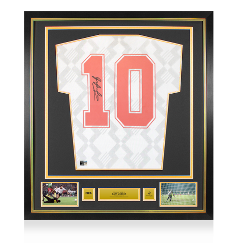 Gary Lineker Official FIFA World Cup™ 1990 Back Signed and Framed England 1990 Home Shirt