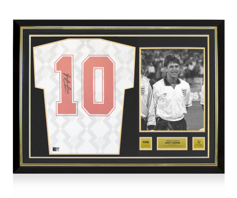 Gary Lineker Official FIFA World Cup™ 1990 Back Signed and Hero Framed England 1990 Home Shirt