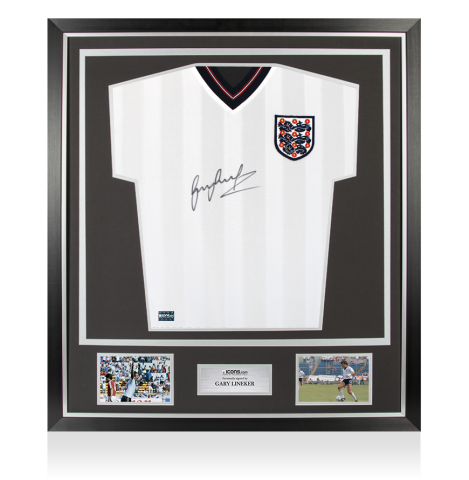 Gary Lineker Front Signed England 1986 Home Shirt In Classic Frame