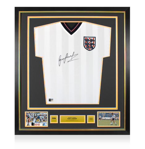 Gary Lineker Official FIFA World Cup™ 1986 Front Signed and Framed England 1986 Home Shirt