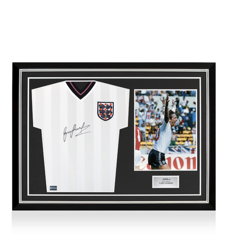 Gary Lineker Front Signed England 1986 Home Shirt In Hero Frame: Option 1