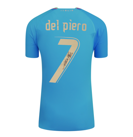 Alessandro Del Piero Back Signed Italy 2022-23 Home Shirt In Deluxe Packaging