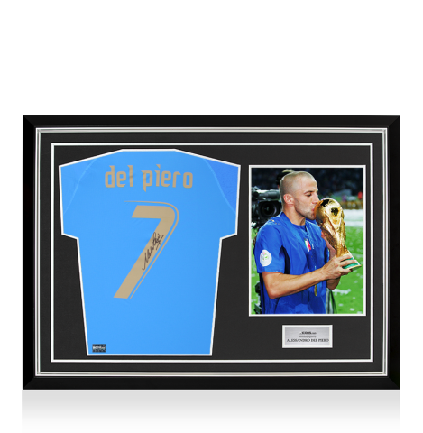 Alessandro Del Piero Back Signed Italy 2022-23 Home Shirt In Hero Frame: Option 1