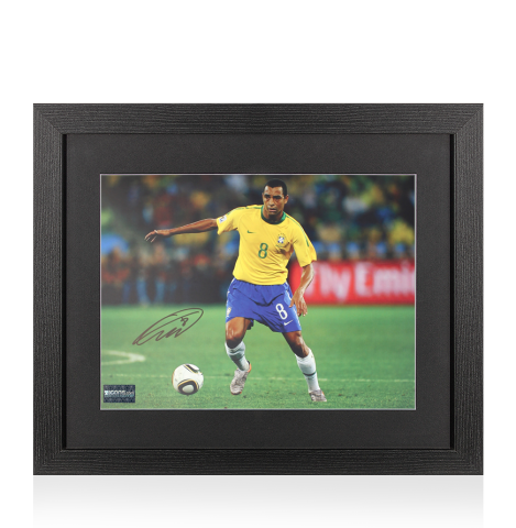Gilberto Silva Signed Brazil Photo In Black Wooden Frame: FIFA World Cup