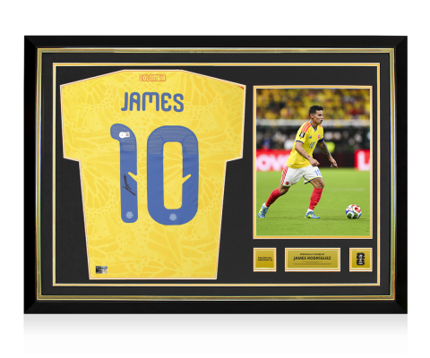 James Rodriguez Official FIFA World Cup™ 2026 Back Signed and Hero Framed Colombia 2026-27 Home Shirt