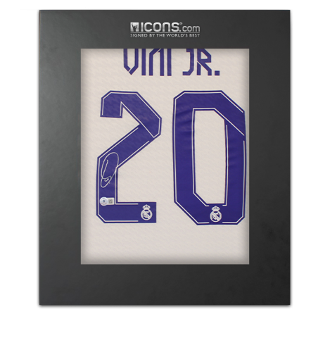 Vinicius Jr Back Signed Real Madrid Modern Home Shirt In Deluxe Packaging
