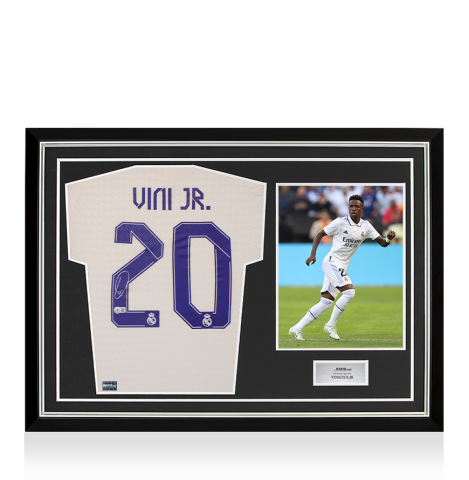 Vinicius Jr Back Signed Real Madrid Modern Home Shirt In Hero Frame: Option 1