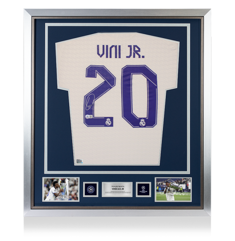 Vinicius Jr Official UEFA Champions League Back Signed and Framed Real Madrid Modern Home Shirt