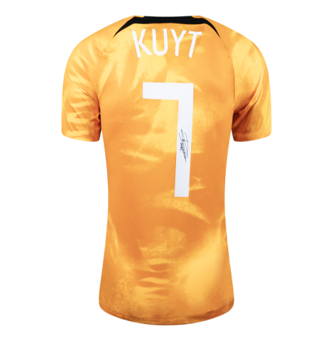 Dirk Kuyt Back Signed Netherlands 2022-23 Home Shirt In Deluxe Packaging
