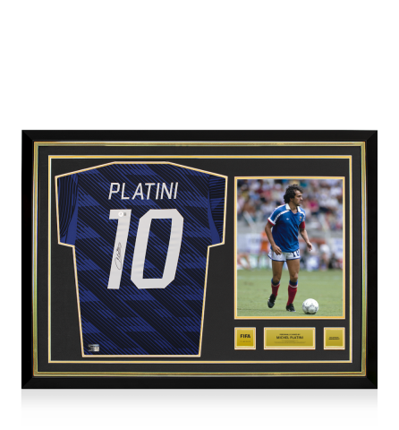 Michel Platini Official FIFA World Cup™ Back Signed and Hero Framed France 2026 Home Shirt