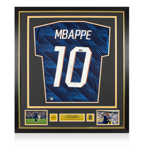 Kylian Mbappe Official FIFA World Cup™ 2026 Back Signed and Framed France 2026 Home Shirt