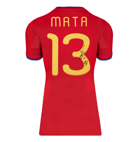 Juan Mata Back Signed Spain 2010 Home Shirt In Deluxe Packaging