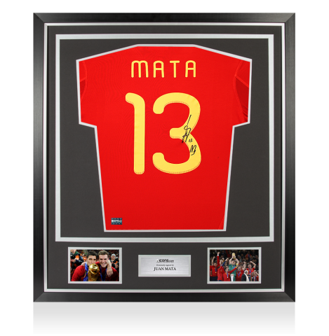 Juan Mata Back Signed Spain 2010 Home Shirt In Classic Frame