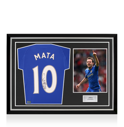 Juan Mata Back Signed Chelsea 2000 Home Shirt In Hero Frame: Option 1