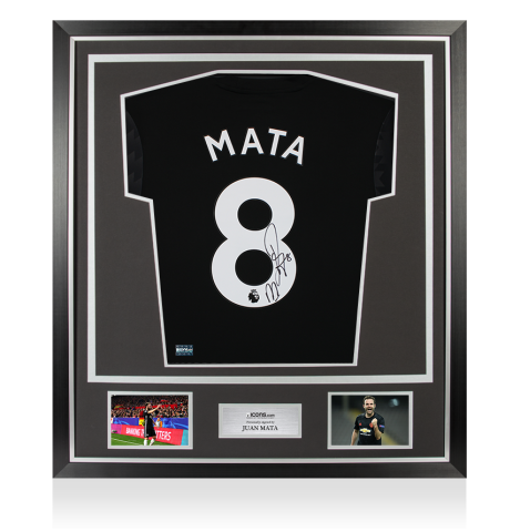Juan Mata Back Signed Manchester United 2017-18 Away Shirt In Classic Frame