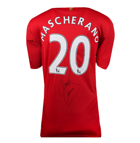 Javier Mascherano Back Signed Liverpool 2008-10 Home Shirt In Deluxe Packaging