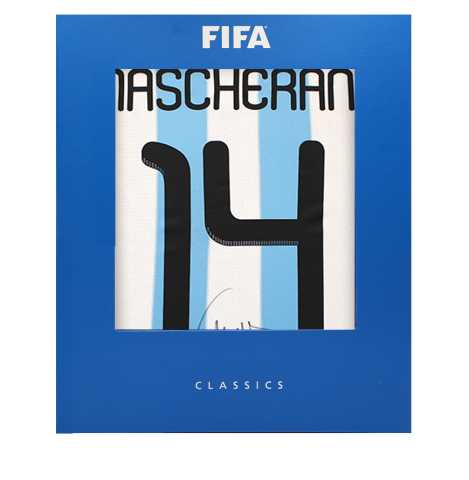 Javier Mascherano Official FIFA World Cup™ Back Signed Argentina 2010-11 Home Shirt In Deluxe Packaging
