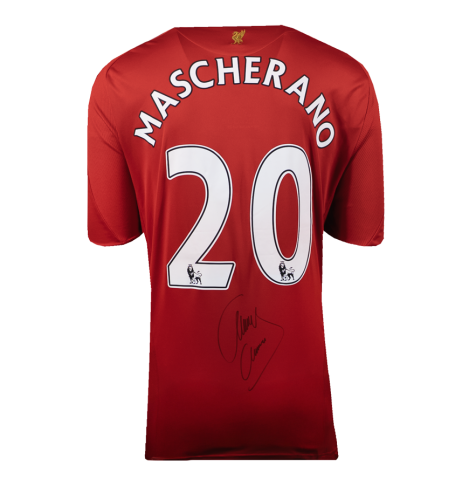 Javier Mascherano Back Signed Liverpool 2008-09 Home Shirt In Deluxe Packaging