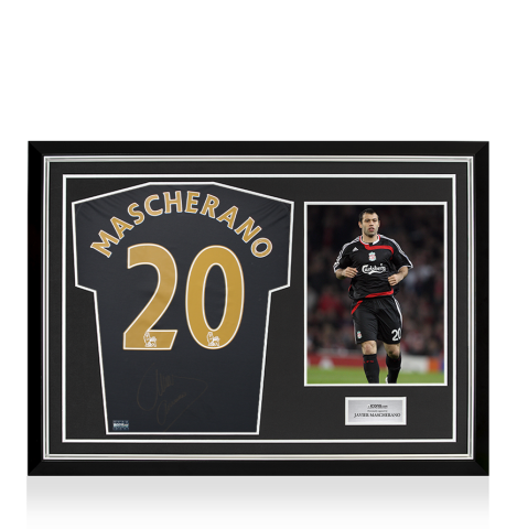Javier Mascherano Back Signed Liverpool 2008-09 Away Shirt In Hero Frame: Option 1