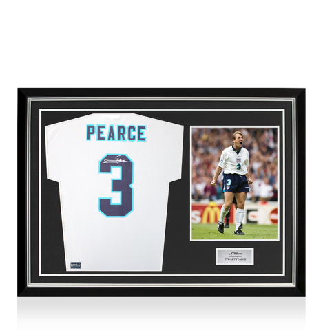 Stuart Pearce Back Signed England 1996 Home Shirt In Hero Frame: Option 1
