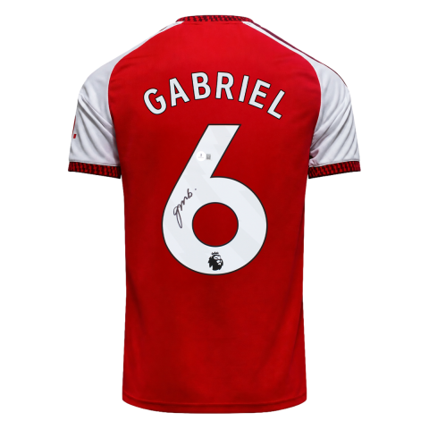 Gabriel Magalhaes Back Signed Arsenal 2027-27 Home Shirt In Deluxe Packaging