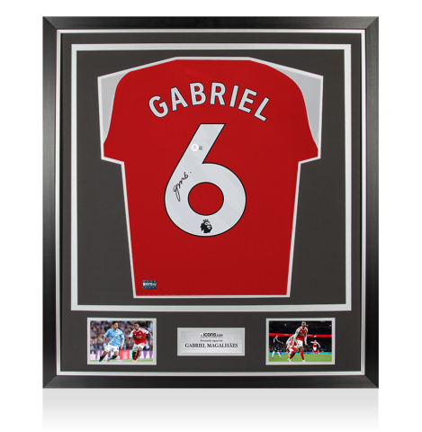 Gabriel Magalhaes Back Signed Arsenal 2027-27 Home Shirt In Classic Frame