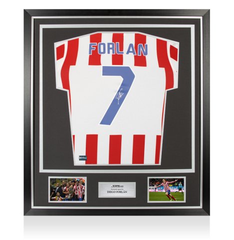 Diego Forlan Back Signed Atletico Madrid Home Shirt In Classic Frame