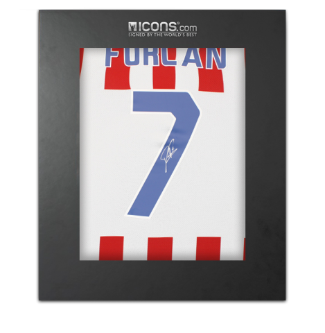 Diego Forlan Back Signed Atletico Madrid Home Shirt In Deluxe Packaging