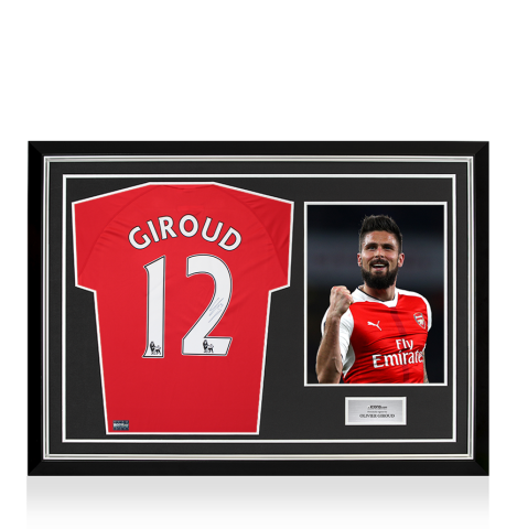 Olivier Giroud Back Signed Arsenal Poly T-Shirt In Hero Frame: Option 1