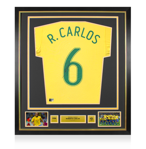 Roberto Carlos Official 2006 FIFA World Cup™ Back Signed and Framed Brazil 2006-08 Home Shirt