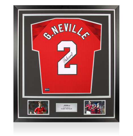 Gary Neville Back Signed Manchester United 1996-98 Home Shirt In Classic Frame