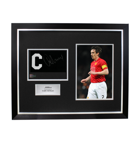 Gary Neville Signed and Framed Black Captain's Armband