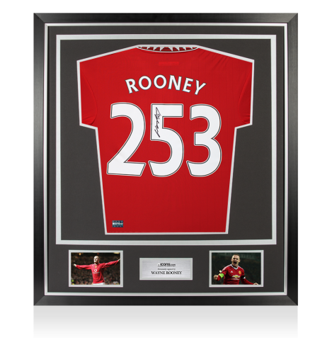 Wayne Rooney Back Signed Manchester United 2022-23 Home Shirt: 253 Goals Edition In Classic Frame