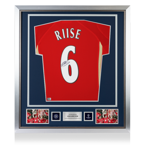 John Arne Riise Official UEFA Champions League Back Signed and Framed Liverpool 2005-06 Home Shirt